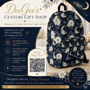 Mochila Impresa Diseño floral celestial y de luna creciente de med