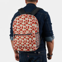 Diseño Floral de Amapola Roja Vintage Arte Botánic