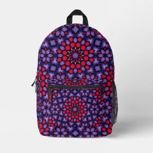 Mochila Impresa Diseño floral de color rosa caliente y púrpura