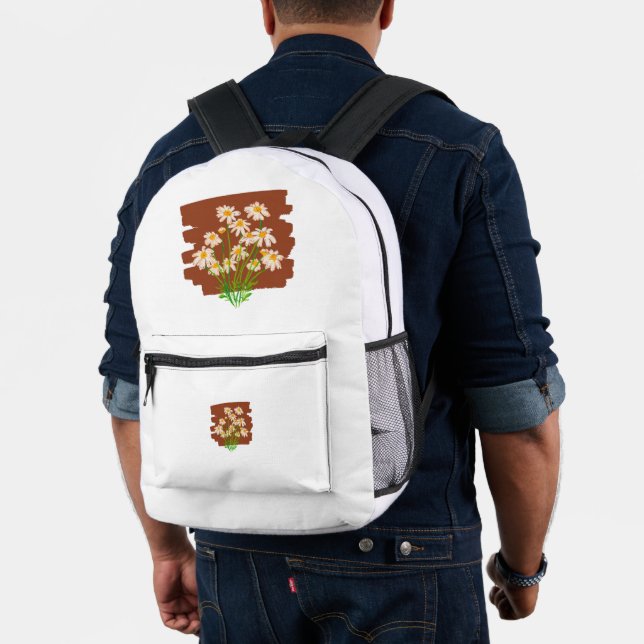 Mochila Impresa Diseño floral rústico sobre fondo marrón (Insitu (Modelo))