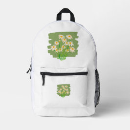 Mochila Impresa Diseño Floral Rústico sobre Fondo Verde