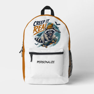 Mochila Impresa Diseño genial de monopatín de mapache Creep It Rea