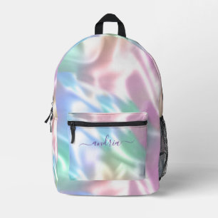 Mochila Impresa Diseño Irisado, Personaliza Nombre en Letra Script