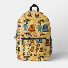 Mochila Impresa Diseño Nativo Americano del Códice Azteca Mendoza