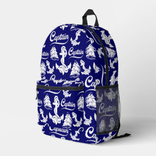Mochila Impresa Diseño Náutico Ancla Barco de Vela Capitán