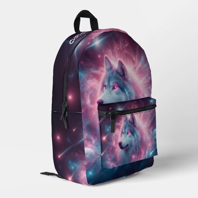 Mochila Impresa Diseño personalizado del lobo celestial2 (Esquina izquierda trasera)