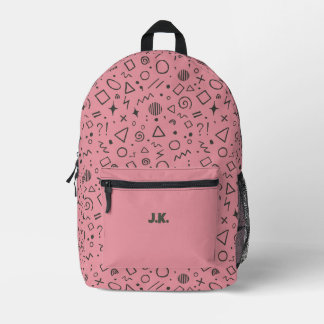 Mochila Impresa diseño retro de doodle de color rosa oscuro