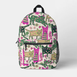 Mochila Impresa Diseño Retro de Gato Divertido