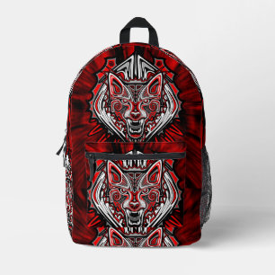 Mochila Impresa Diseño Totémico Tribal Haida de Lobo