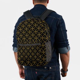Mochila Impresa Diseño tradicional japonés1 -SHIPPO- Negro y Oro