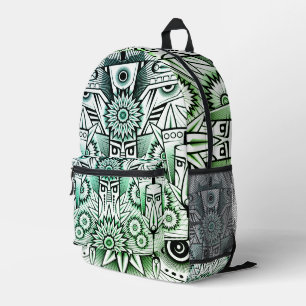 Mochila Impresa Diseño tribal artístico verde