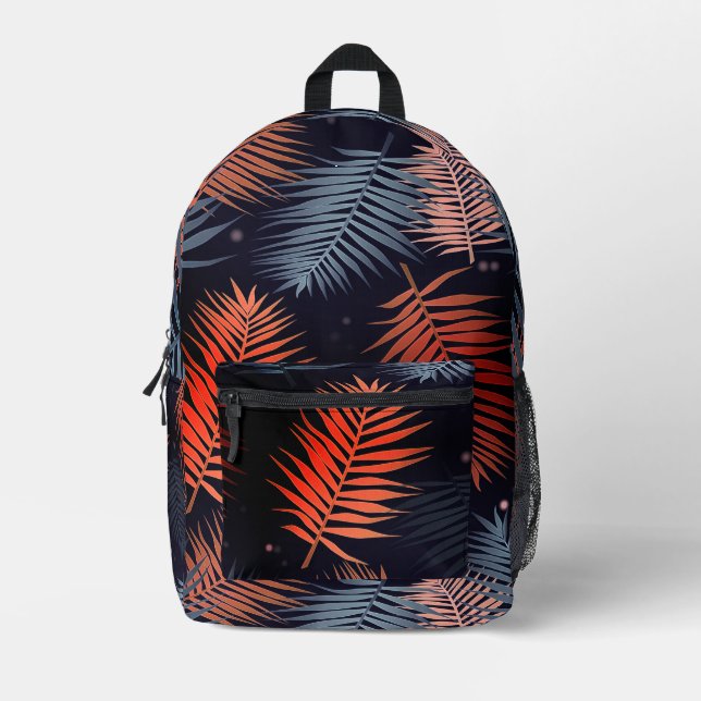 Mochila Impresa Diseño tropical de hojas de palmera (Anverso)
