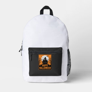 Mochila Impresa Diseño vectorial de silueta de casa embrujada de H