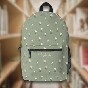 Mochila Impresa Ditsy Floral Boho Wildflower Verde Salvia Nombre