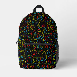 Mochila Impresa Diversión de salto para niños esquema neon negro e