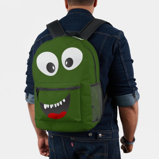 Mochila Impresa Diversión personalizada de un monstruo verde (Insitu (Modelo))