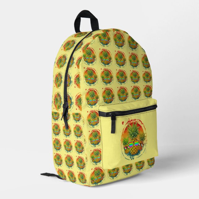 Mochila Impresa Divertidas Vibes de verano de piña (Esquina izquierda trasera)