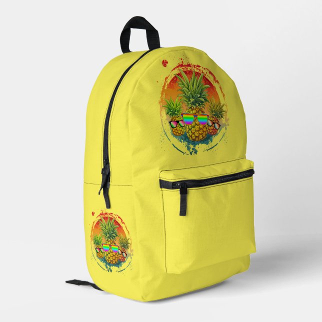 Mochila Impresa Divertidas Vibes de verano de piña (Esquina izquierda trasera)