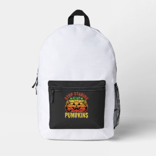 Mochila Impresa Divertido Deja De Mirar Mis Calabazas Diseño De Ha
