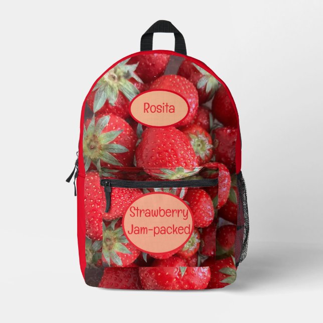 Mochila Impresa Divertido nombre personalizado Strawberry Jam-Pack (Anverso)