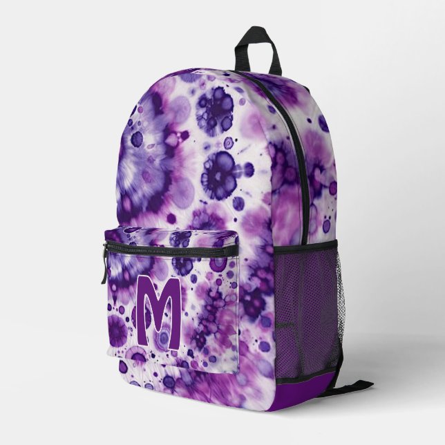 Mochila Impresa Divertido Violeta Púrpura Batik Círculos Patrón de (Esquina derecha trasera )