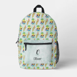 Mochila Impresa Diviértete con patrón tropical con nombre personal