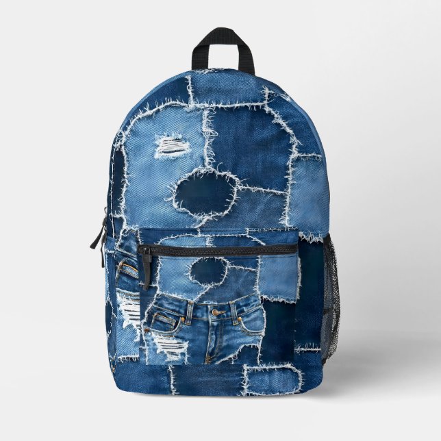 Mochila Impresa Dog Patchwork Art Denim (Anverso)