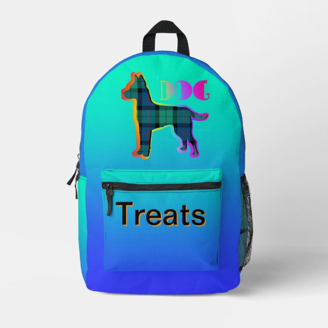 Mochila Impresa DOG trata a Aqua Blue (Anverso)