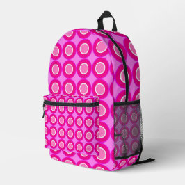 Mochila Impresa Donuts Rojos Rosados Con Llenos De Rosa