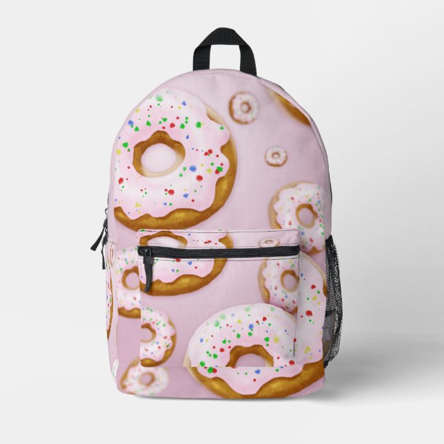 Mochila Impresa Donuts rosados con espolvorines (Anverso)