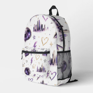 Mochila Impresa Doodle Cósmico de Graffiti Urbano