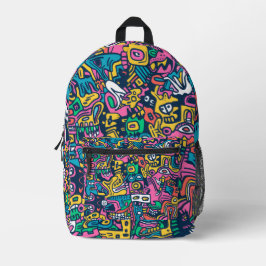 Mochila Impresa Doodle de dibujos animados abstractos coloridos