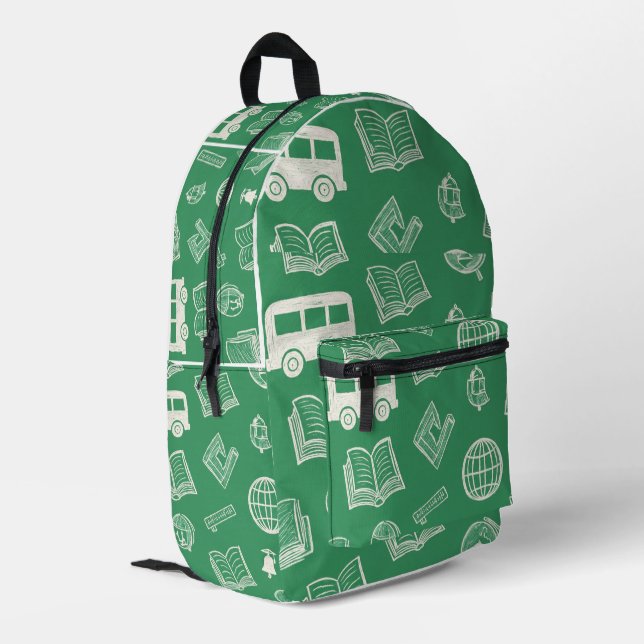 Mochila Impresa Doodle de la Escuela Verde (Esquina izquierda trasera)