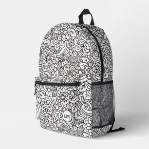Mochila Impresa Doodle Floral Retro