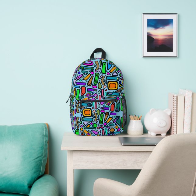 Mochila Impresa Doodles de varios colores (in situ)