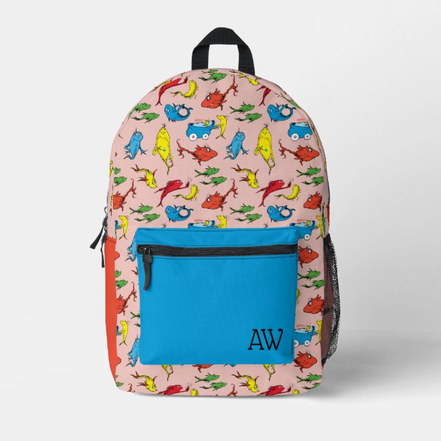 Mochila Impresa Dr. Seuss | Un Patrón Pescado Dos Peces (Anverso)
