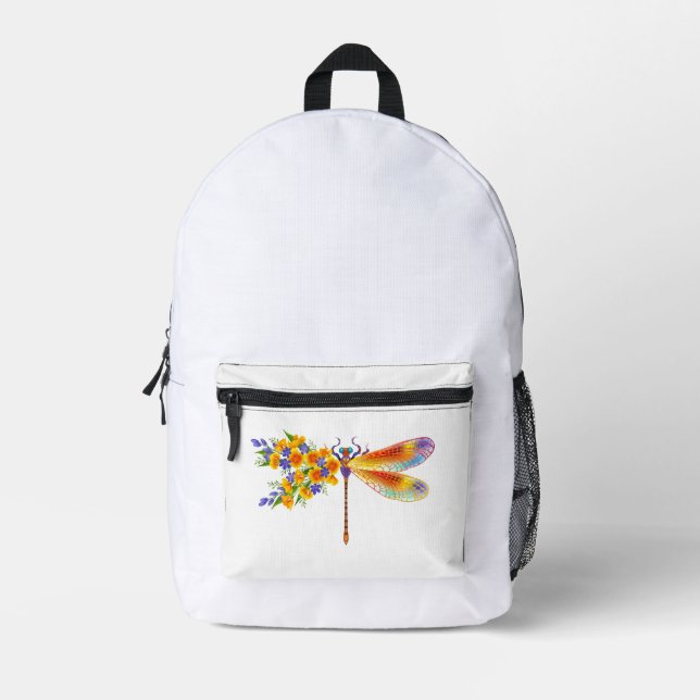 Mochila Impresa Dragón de flores amarillas (Anverso)