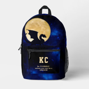 Mochila Impresa Dragón de Medianoche Iniciales Minimalistas De vue