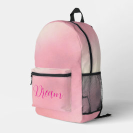 Mochila Impresa "Dream" Letra rosa brillante gradiente rosado