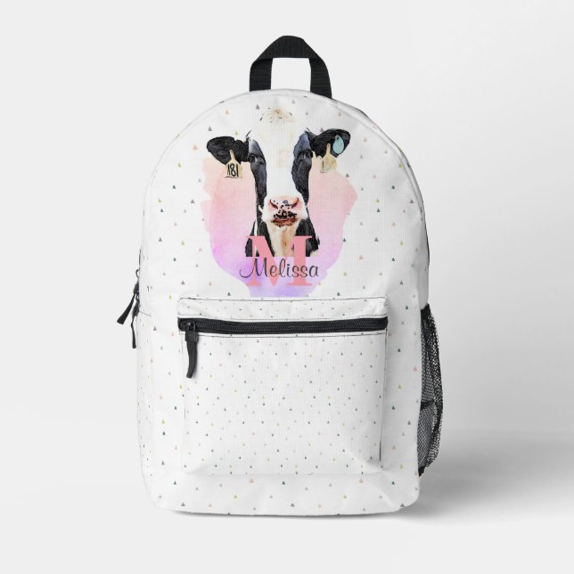 Mochila Impresa Dulce Holstein Niños de vaca Denominación rosa Mon (Anverso)