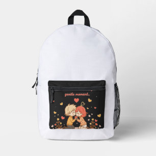 Mochila Impresa Dulce Pareja de Anime Romántico - Momento de Amor