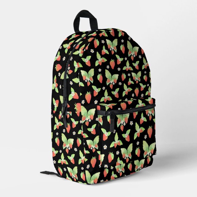 Mochila Impresa Dulce patrón botánico de acuarela de fresa (Esquina izquierda trasera)