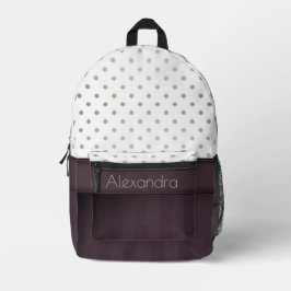 Mochila Impresa Dusty Plum y Tawny Polka Dot Design con nombre