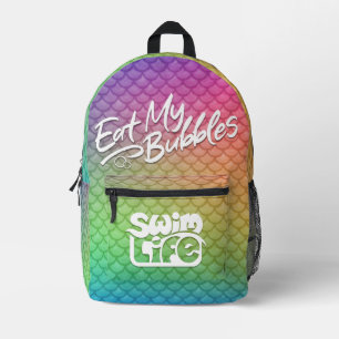 Mochila Impresa "Eat My Bubbles" Escamas de arcoíris Vida de natac