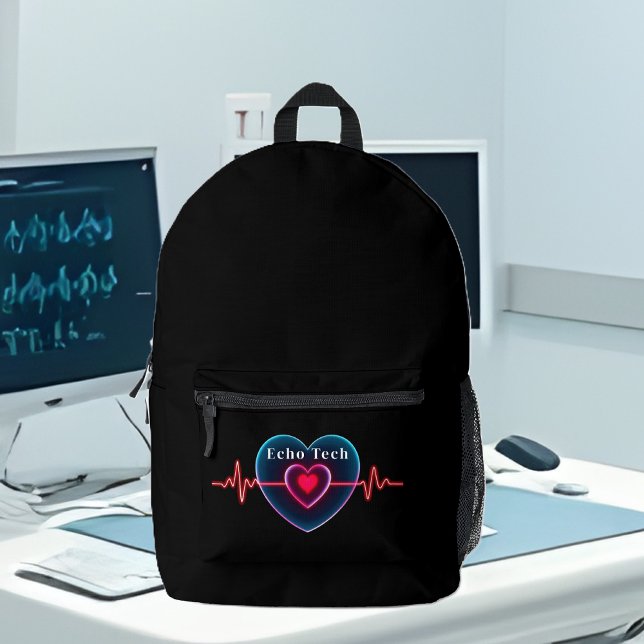 Mochila Impresa Echo Tech | latido | EKG (Echo Tech _ Heartbeat _ EKG Printed Backpack )