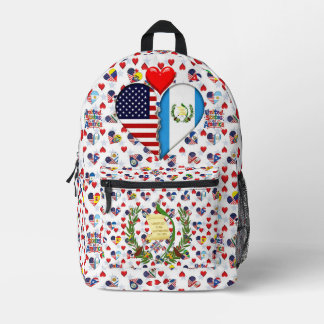 Mochila Impresa EE. UU. Guatemala Corazón banderas Orgullo Hispano