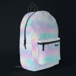 Mochila Impresa efecto de vidrio holográfico falso<br><div class="desc">mochila de fondo pastel</div>