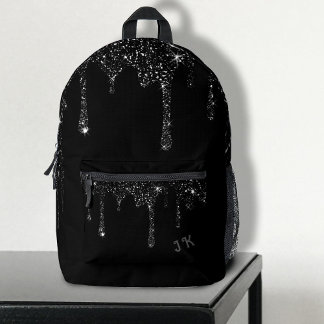 Mochila Impresa efecto purpurina de goteo en negro simulado