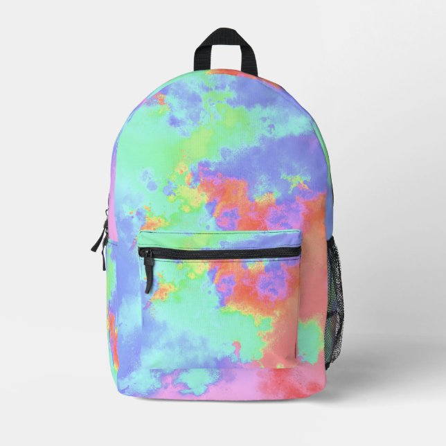 Mochila Impresa Efecto salpicador de pinturas arcoiris (Anverso)