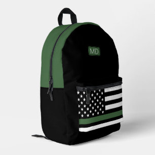 Mochila Impresa Ejército Monogramado Ejército Línea Verde delgada
